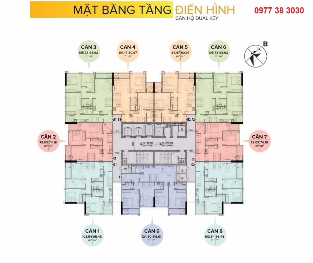 Mặt bằng căn hộ Dualkey tại The Sun